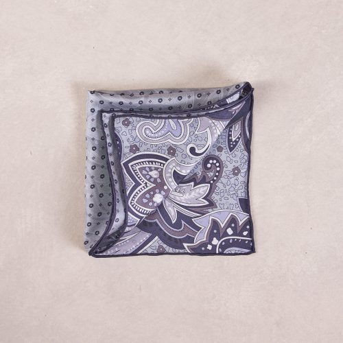 TheAmpio DoubleFacedFloral PaisleySilkPocketSquare Navy Mauve 02