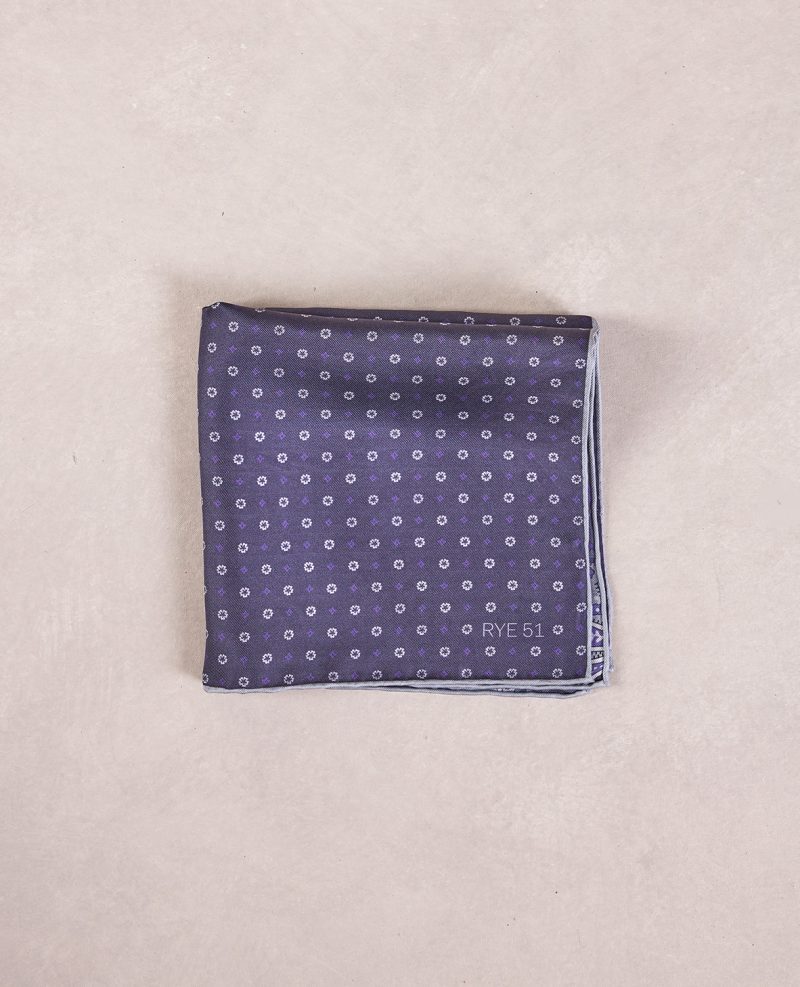 TheAmpio DoubleFacedFloral PaisleySilkPocketSquare Navy Purple 01