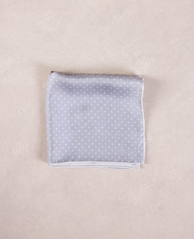 TheAmpio DoubleFacedPolkaDot PaisleySilkPocketSquare White Grey 01