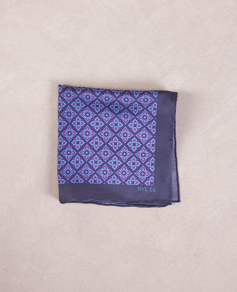 TheAmpio FloralMotifSilkPocketSquare Blue Purple 01