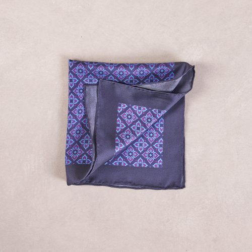 TheAmpio FloralMotifSilkPocketSquare Blue Purple 02