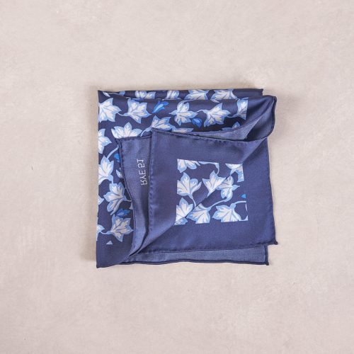 TheAmpio GraphicFloralSilkPocketSquare Navy Blue 02