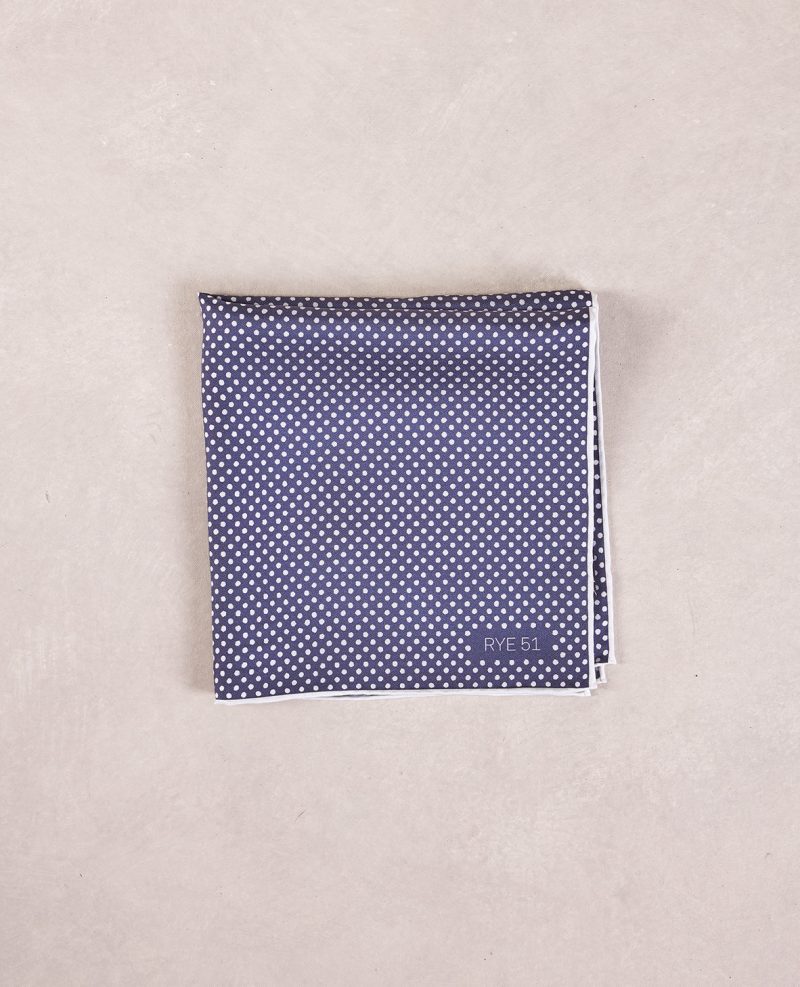 TheAmpio PinDotSilkPocketSquare Navy White 01