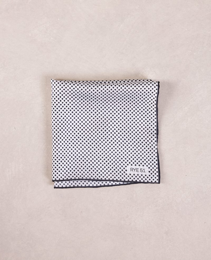 TheAmpio PolkaDotSilkPocketSquare Black 01