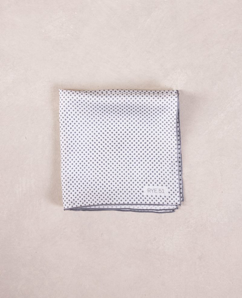 TheAmpio PolkaDotSilkPocketSquare Grey 01