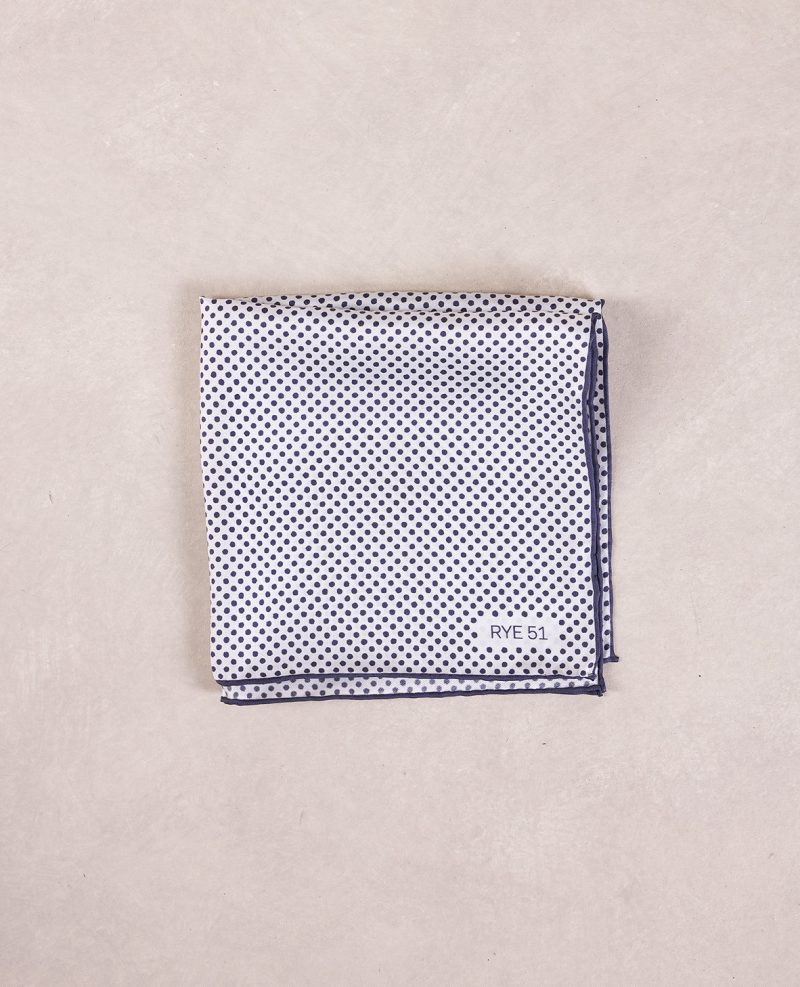 TheAmpio PolkaDotSilkPocketSquare Navy 01