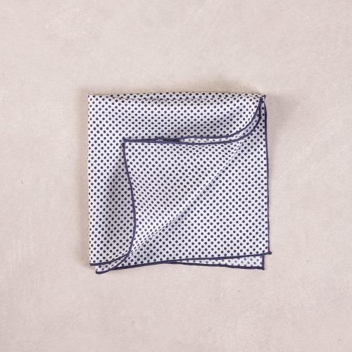 TheAmpio PolkaDotSilkPocketSquare Navy 02