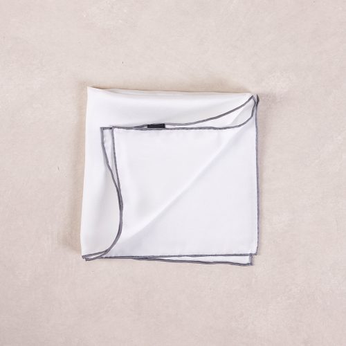 TheAmpio SolidWithTippingSilkPocketSquare White Grey 02