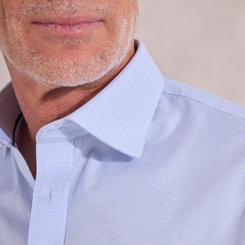 TheBrookes ThomasMasonMicroCheckJourneyDressShirt Blue 03