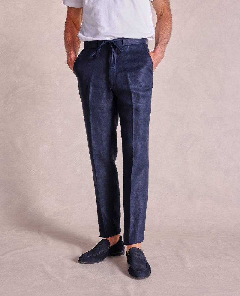 TheEllis LinenDrawstringTrouser Navy 01