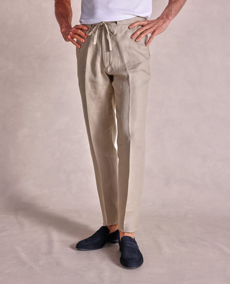 TheEllis LinenDrawstringTrouser Taupe 01