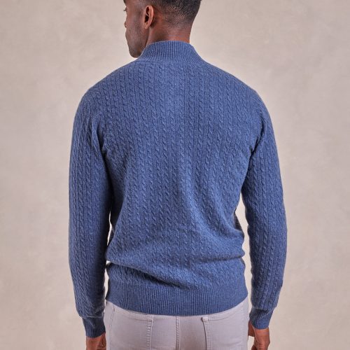 TheEmerson CashmereCableKnitButton UpSweater BlueDust 07