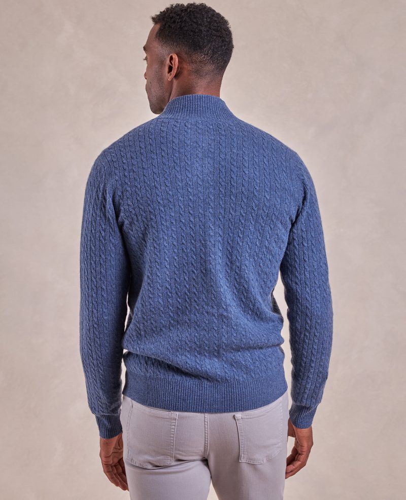 TheEmerson CashmereCableKnitButton UpSweater BlueDust 07