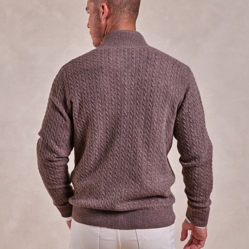 TheEmerson CashmereCableKnitButton UpSweater DeepFawn 06