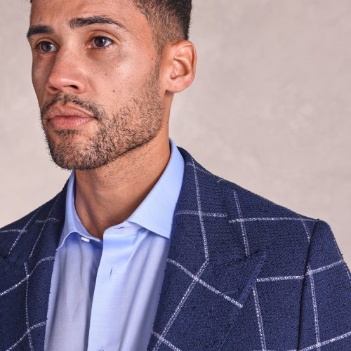 TheGeorge TexturedWindowpaneSoftJacket NavyBlue 02