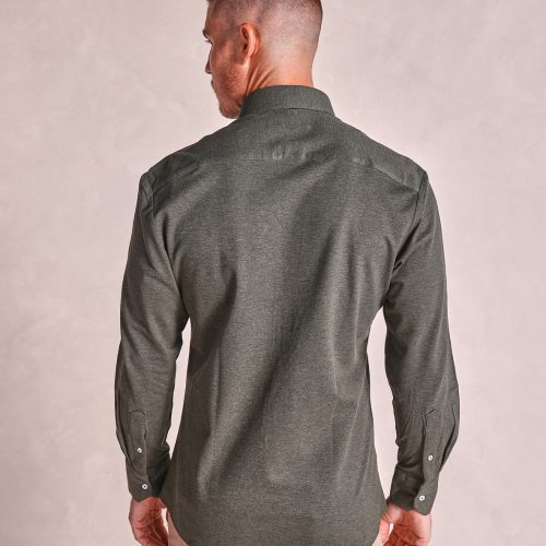 TheHaydin LSMelangePiqueKnitShirt Olive 05