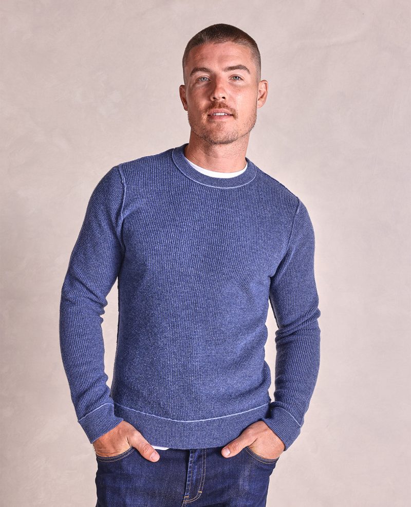 TheHeath Wool CashmereWaffleKnitSweater BlueHeather 01