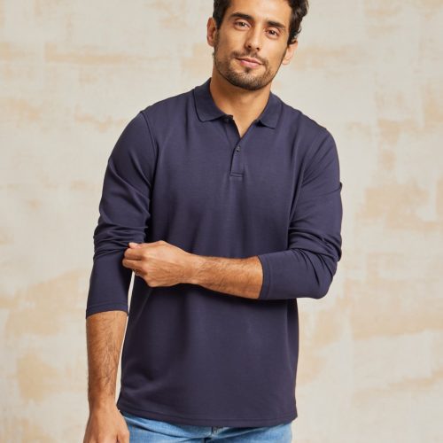 TheHolden StoneWashedDoubleKnitLSPolo Navy RYE51 July20243092 min