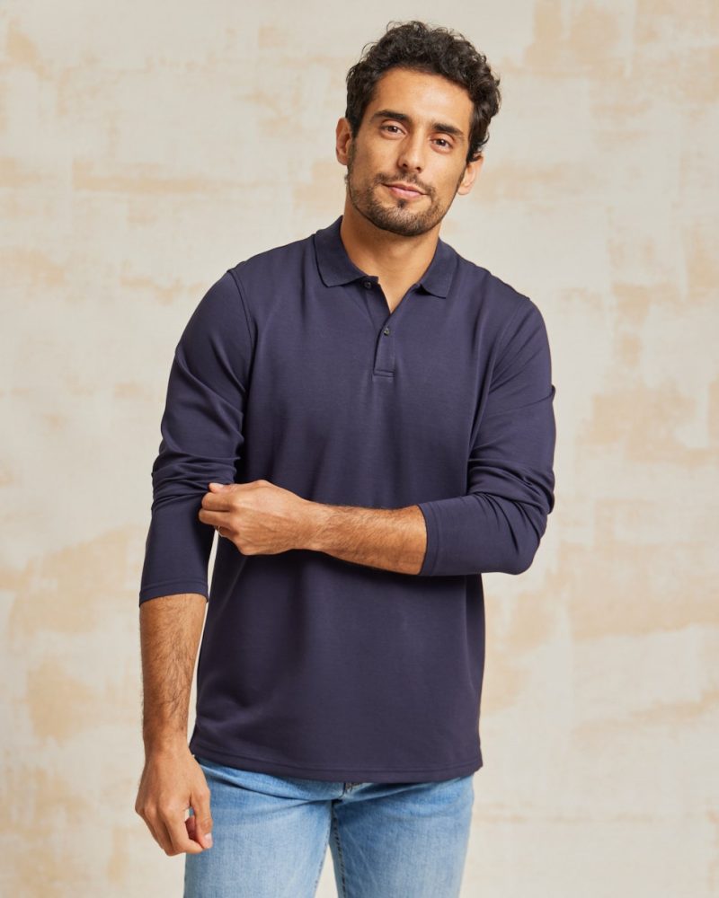 TheHolden StoneWashedDoubleKnitLSPolo Navy RYE51 July20243092 min