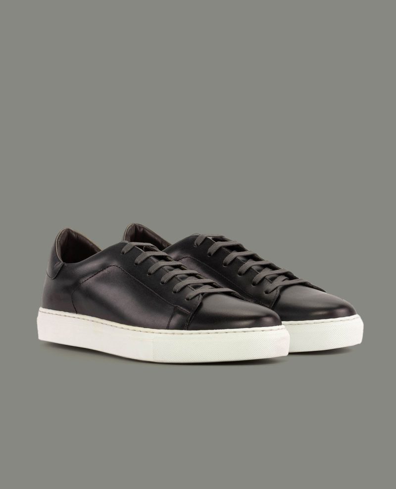 TheRhodes BurnishedLeatherSneaker Charcoal 01